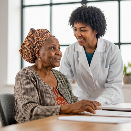 Therapist helping senior with daily life skills